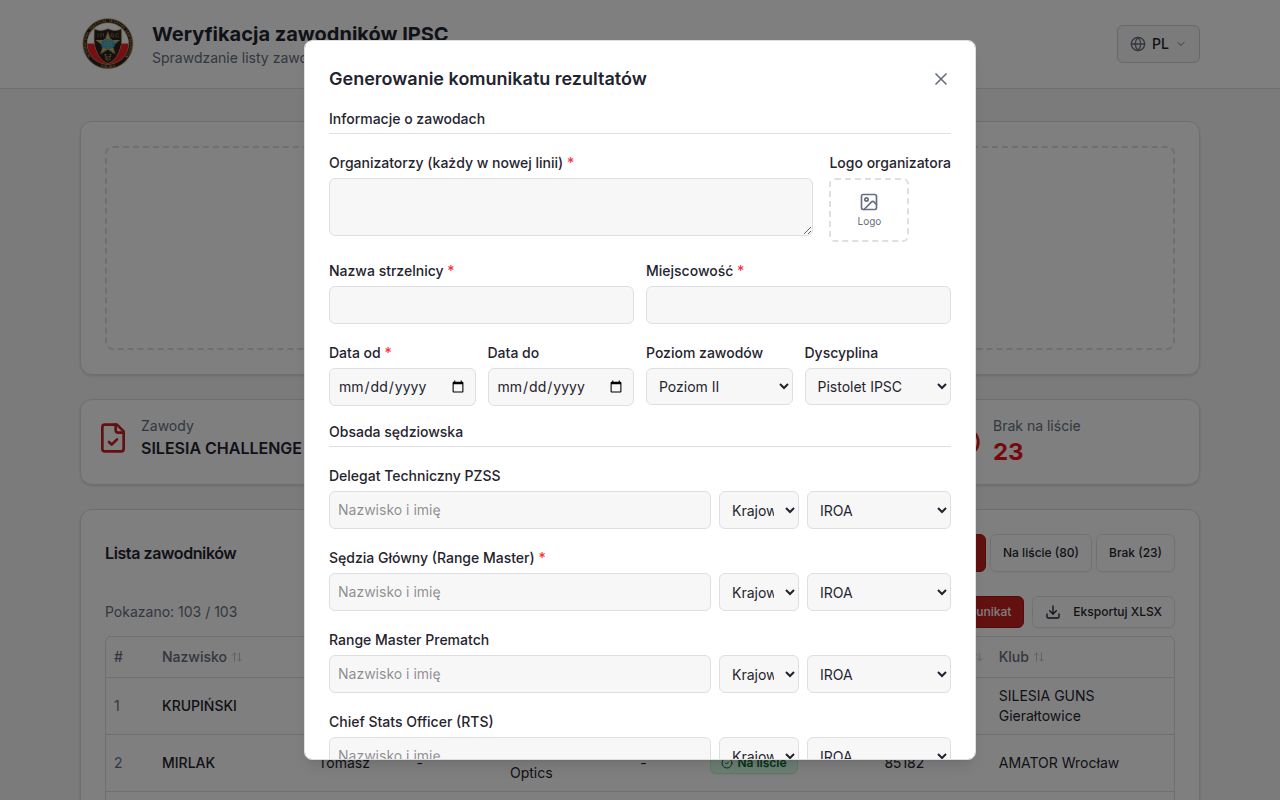 Generator komunikatu DOCX — dane meczu